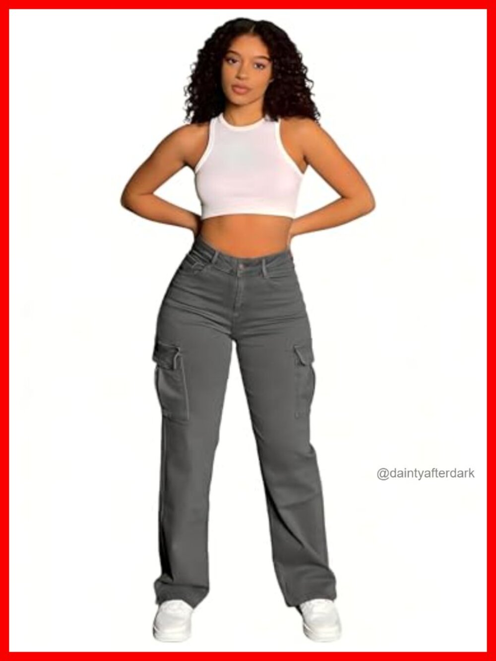 High Rise Cargo Pants Relaxed Straight Leg Lightweight Travel Work